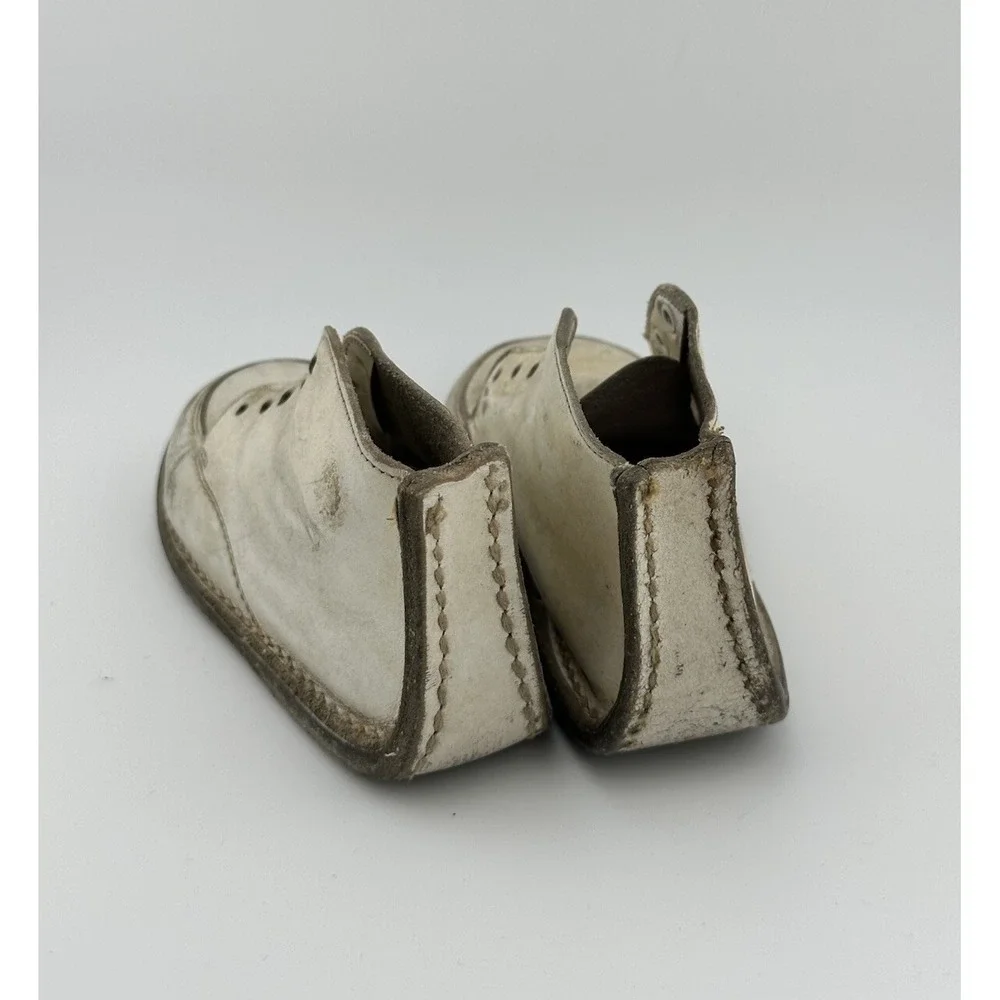 Vtg Baby Shoes Lot White Leather Infant First Walker Shoes 1920s–50s Tiny Titan+